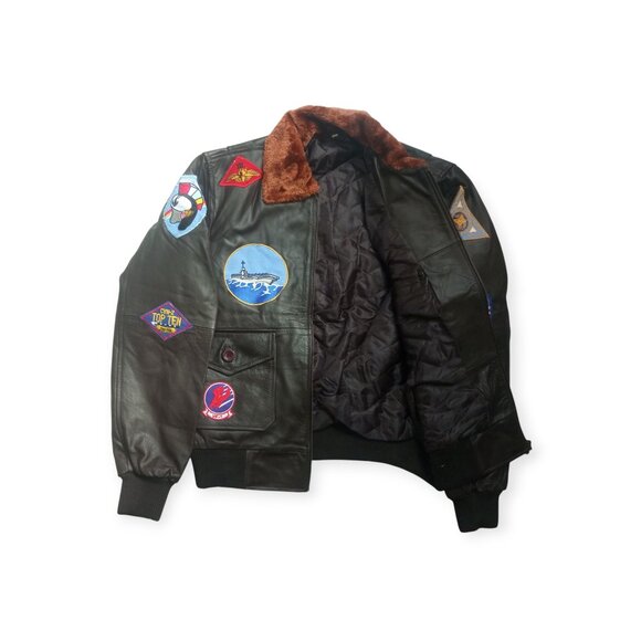 Top Gun Brown real sheep Leather Jacket – Size XL – Classic Aviator Style - Picture 3 of 4